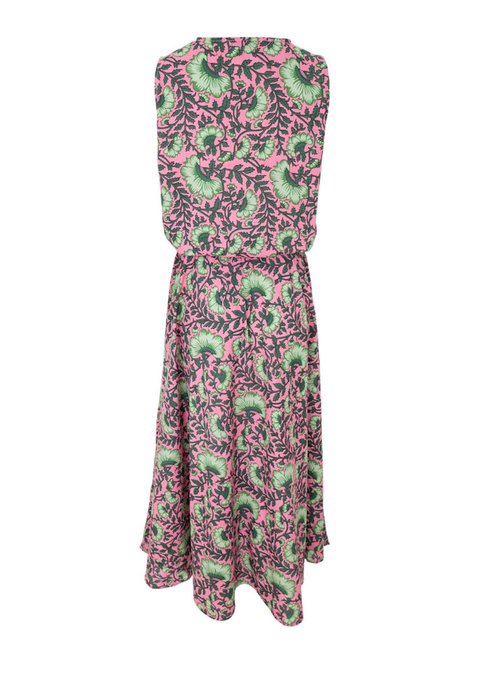 Flora Sleeveless Dress in Pink Dahlia