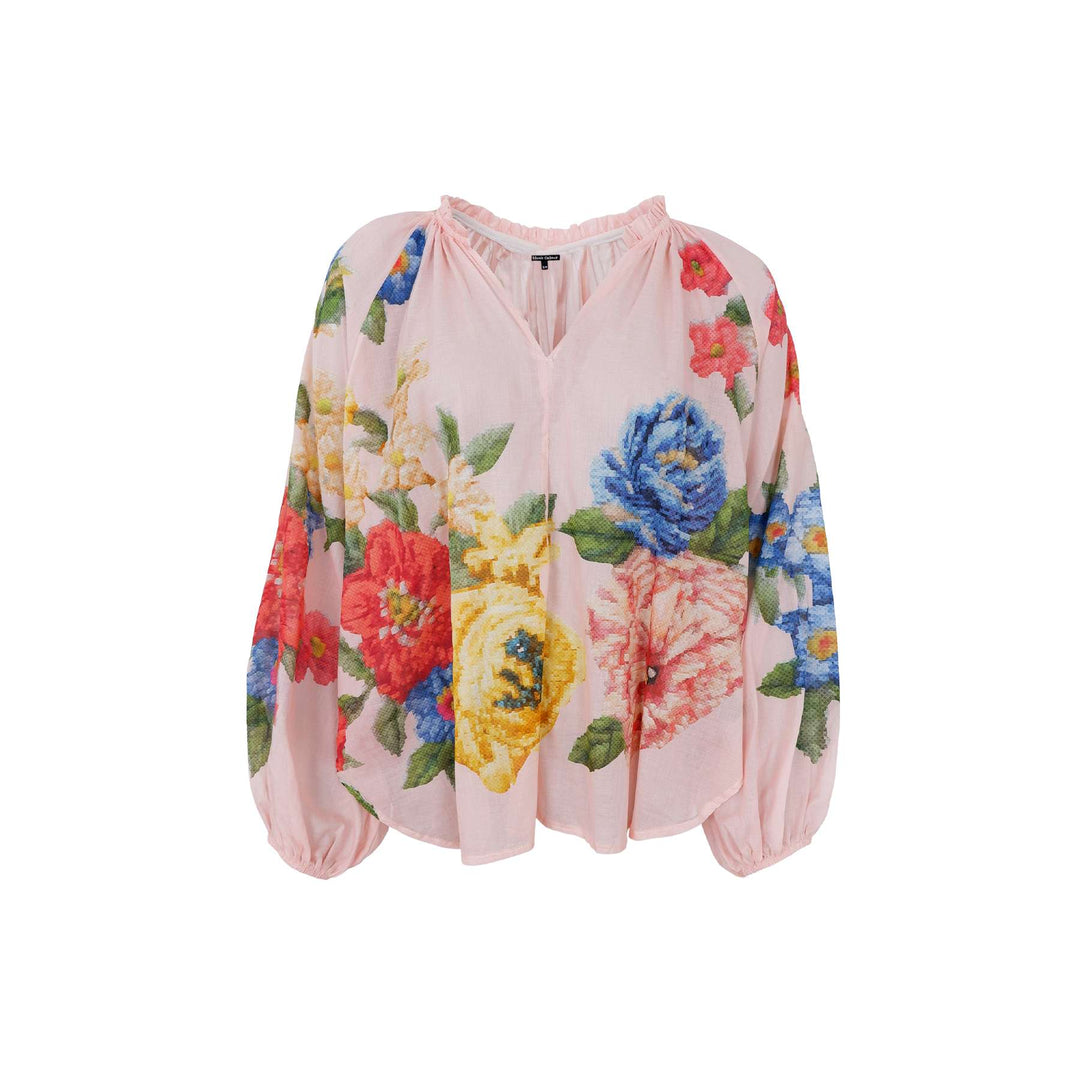 Norma Cotton Blouse With Printed Flowers