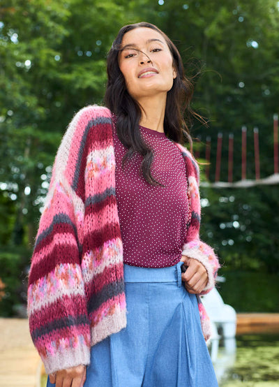 Alexis Sparkle Stone Mesh Top in Plum
