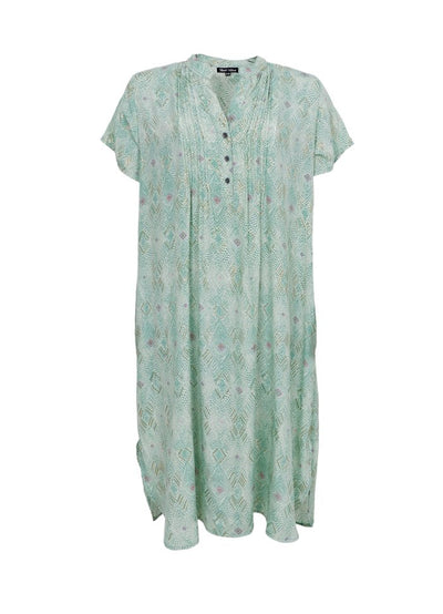 Luna Pleat Tunic Dress in Green Argyle
