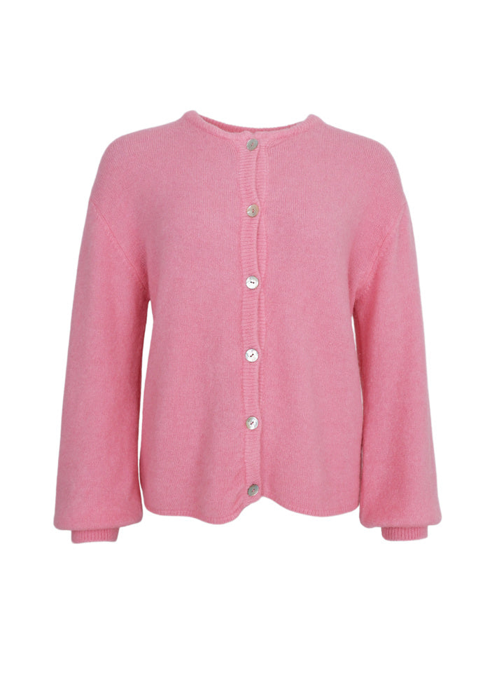 Bella Knit Wool Mix Cardigan in Candy Pink