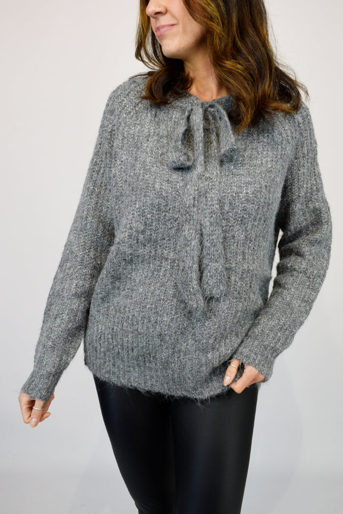 Nixie Bow Tie Soft Touch Lurex Jumper