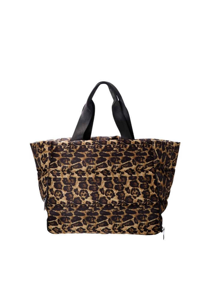 Nicky Quilted Shopper Bag in Khaki Leo