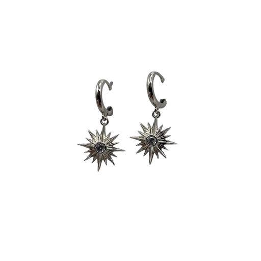 Silver Huggie Star Earrings