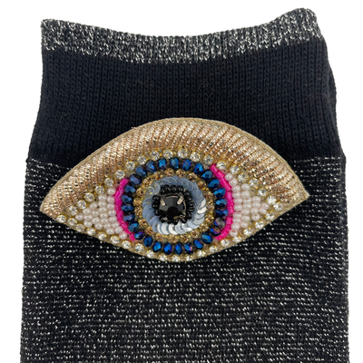Tokyo Socks with Beaded Eye Pin